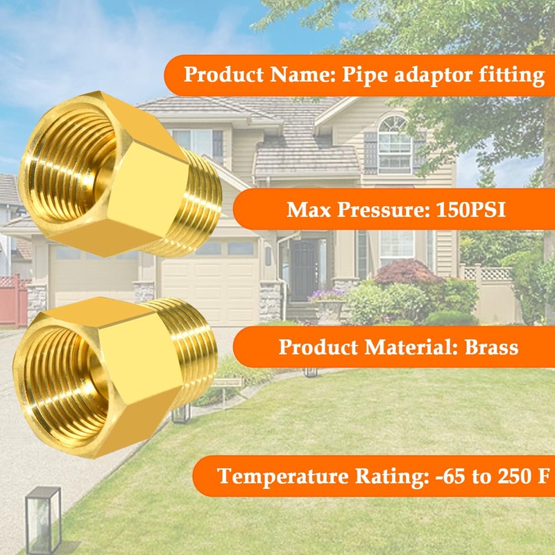 HONSNKS 4 PCS Brass Pipe Fitting 3/8" NPT Female Thread