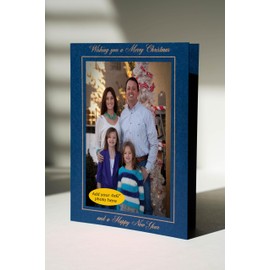 Photographer's Edge, Photo Insert Card, 10 Blank Cards and Envelopes, Wishing you a Merry Christmas and a Happy New Year, Christmas Cards For All Ages, for 4x6 Photos - Premium Deep Blue