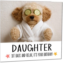 Daughter Birthday Card - Cavapoo Dog Relaxing Spa Cute Cavapoo Funny Birthday Cards for Daughter