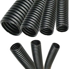 Electriduct 1/4" Polypropylene Non-Slit Wire Loom Corrugated Flexible Conduit - 20 Feet - Black