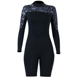 1.5MM Diving Onepiece Swimsuit Wetsuit Short Trousers for Snorkeling Surfing(Woman Gray S)