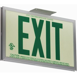 Jessup Glo Brite 7220-SAF-B P50 Non Electrical, Glow-in-The-Dark (Photoluminescent) Screen-Printed Eco Exit Sign with, Single-Sided Aluminum Frame and Bracket, 7.5" by 13", Green
