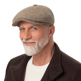 Stetson 6 Panel Flat Cap - Undyed - 100% Virgin Wool - Made in EU - Men - Autumn Winter, beige / brown, XL