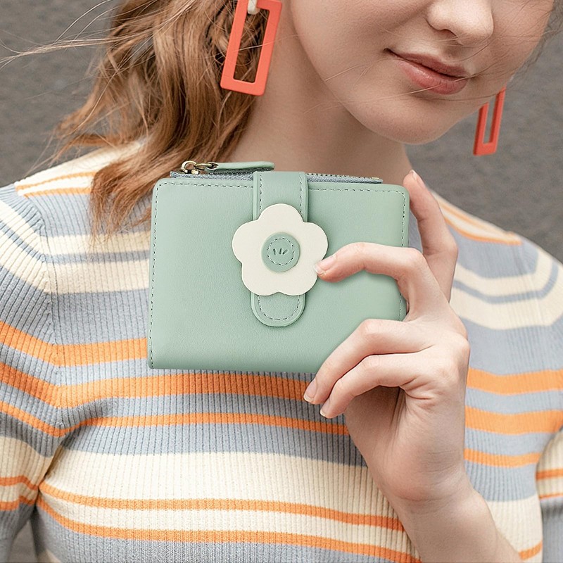 AdiStylinno Small Wallets for Women, Cute Flowers Print Wallet Small