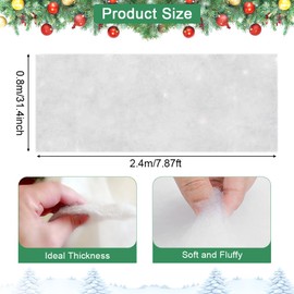 XAVSWRDE 1 PCS Christmas Snow Blanket White Artificial Snow Blankets Fluffy Fake Snow Cover Blankets Soft Faux Snow Blanket Roll Snow Sheet Carpets for Xmas Village Backdrop Decor, 31.4Inchx7.87Ft