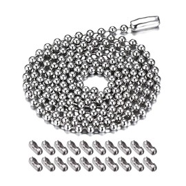 Gotetiso Ball Chain 5 Metres Length 2.4 mm Diameter Plug Chains Stainless Steel Ball Chain Stainless Steel Lock Necklace Stainless Steel Chains with 20 Matching Connectors for Necklaces Silver