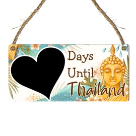 Countdown to Your Thailand Adventure - Decorative "Days Until Thailand" Plaque Chalkboard – Perfect Travel Countdown Sign for Holidays, Honeymoons, or Special Occasions (Budha, With Pen)