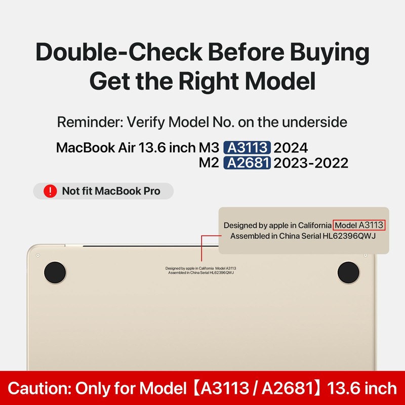 Soonjet Compatible for MacBook Air 13.6 inch Case M4 M3