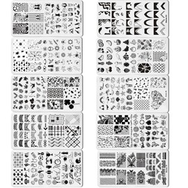 Biutee Nail Stamp Gel 10Pcs Nail Stamp Plates Kit with 8 Colors Stamper Gel Polish Nail Art Stamp Stencils Printing Template Nail Plates Animal Flower Design