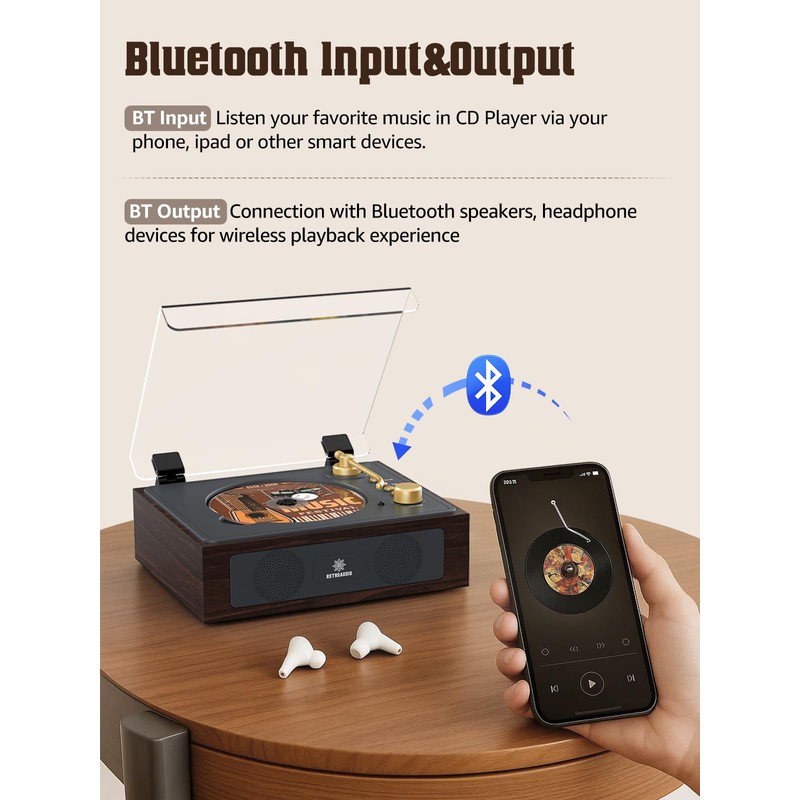 CD Player with Built-in Speakers Bluetooth Retro Portable CD Players