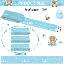 Baby Shower Games for Boy Gender Neutral How Big is Mommys Belly Tape 150 feet Measure Baby Bump Tape Measuring Tape Pregnant Belly Bear Baby Shower Tummy Measuring Tape Party Favors Supplies Blue