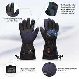 SNOW DEER Heated Gloves for Men Women - Rechargeable, Waterproof, Cut-Resistant with Touchscreen for Winter Outdoor Work,Camping Warmer,Small,Blue