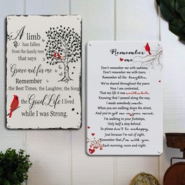 Memorial Gifts for Loss of Mother Father Husband, 2Pcs Sympathy Bereavement Gifts, Funeral Decorations 12x8 Inches Tin Sign Condolences Gifts