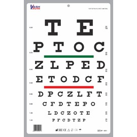 Snellen Linear Spacious Eye Chart with Red Green Bar Visual Acuity Test at 6m/20ft, 12" x 18"