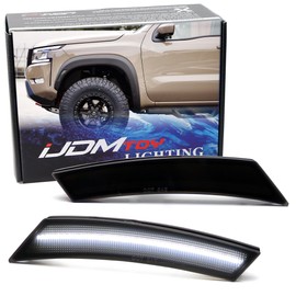 iJDMTOY Black-Out Smoked Lens Xenon White Full LED Strip Front Bumper Wheel Arch Side Marker Light Kit Compatible With Nissan 2022-up Gen3 Frontier, Replace OEM Amber Bulb-Less Sidemarkers