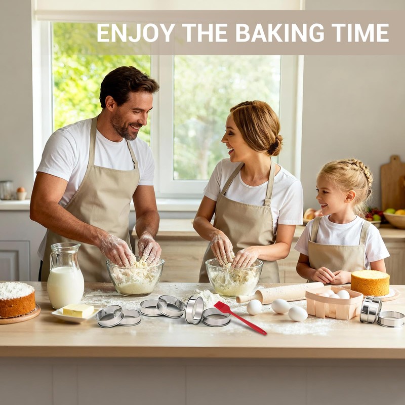 24 Packs Cookie Rings for Baking, 3 Inch English Muffin