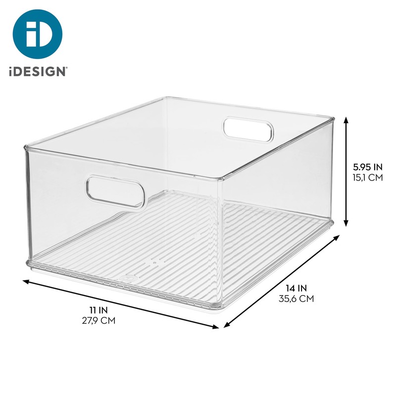 iDesign Recycled Plastic Stackable Storage Bin with Handles - Clear