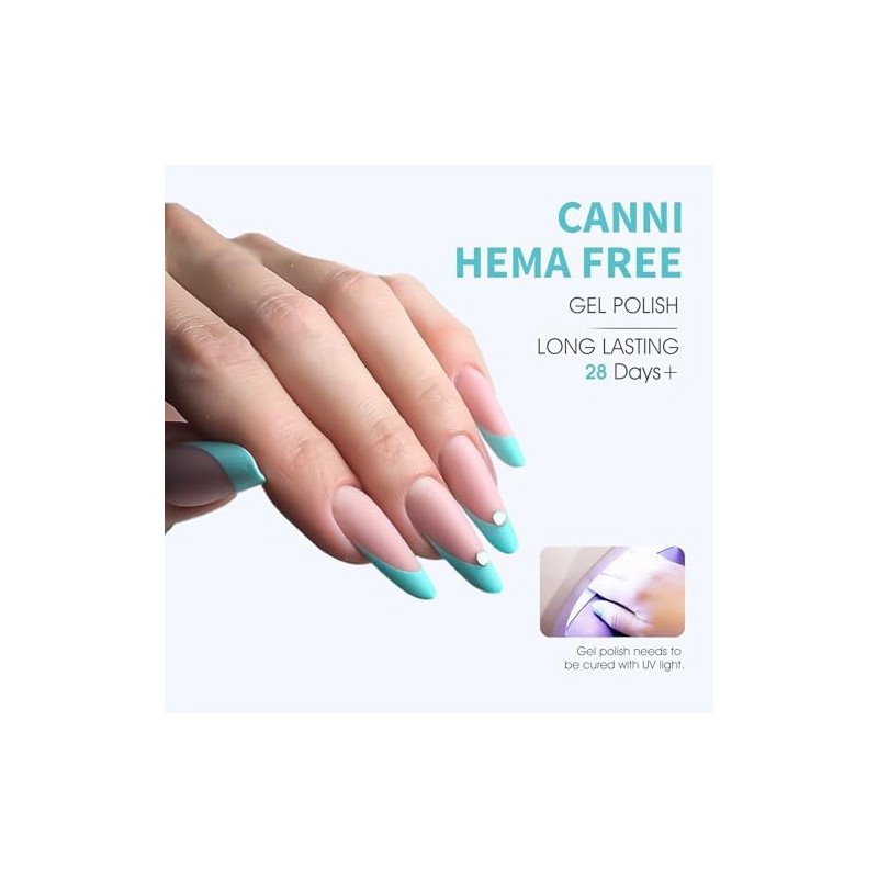 CANNI Esmalte De Uñas De Gel Azul Pastel, 1Pcs Esmalte
