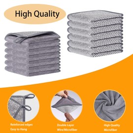 VIcolour 2024 - Trapos de alambre de doble capa para lavar platos húmedos y secos, 6 paños multiusos de alambre que no raya, paño de limpieza de malla de alambre para trapos de cocina