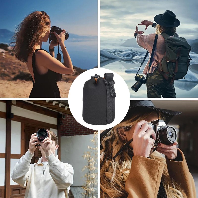 Camera Lens Pouch - Thick Neoprene Lens Bag Case -