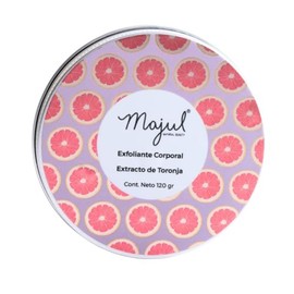 Majul Natural Beauty  Exfoliante Corporal con escencia de Toronja, Manteca de Karité y Cacao, Exfoliante natural, presentación 120gr                  