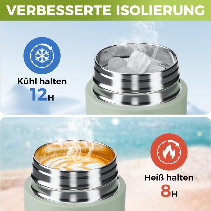 Exllena Mini Thermos Flask 250 ml with Stainless Steel Lid,