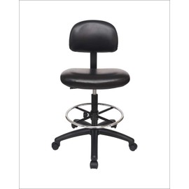 CHAIR MASTER - Tall Bench Height Task Chair for Labs, Exam Rooms, Doctor and Dentist Offices. Easy to Clean! 23"-33" Seat Ht. (Tall Bench Height, Black)