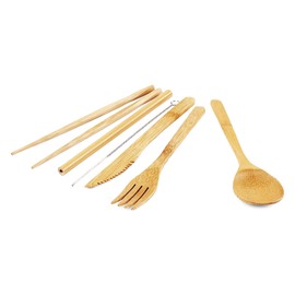 Onwon Bamboo Travel Cutlery Set Include Reusable Knife Fork Spoon Chopsticks Straw Eco Friendly Organic Bamboo Utensils Camping Flatware Travel Utensil Set for Picnic Office and School Lunch