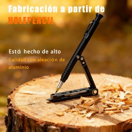 Herramienta de escritura multifunción, Lápiz de construcción, Escritura de aleación de aluminio con lápiz de agujero profundo, Herramienta de medición para hacer manualidades