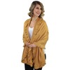 Camel Knit Poncho Shawl With Ruffled Edge