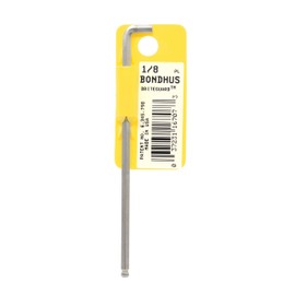 BONDHUS No. 16707 Hex Stubby Ball Point L-Wrench, Long, 1/8 Inch, Short Hand: 0.4 inches (11 mm), Long Hand: 3.9 inches (99 mm), Plated