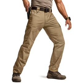 CQR Men's Flex Ripstop Tactical Pants, Water Resistant Stretch Cargo Pants, Lightweight EDC Hiking Work Pants, Marauder Cougar, 38W x 34L