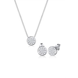 Elli Women's Jewellery Set Circle with Zirconia in 925 Sterling Silver, Facet cut, Cubic Zirconia