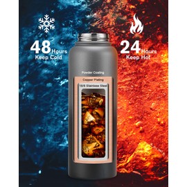 Topre 40oz Insulated Water Bottle,Stainless Steel Vacuum Water Bottle, BPA-Free & Leakproof -with Paracord Handle,Strap,Straw Spout Lids,Large Water Jug for Gym Sports