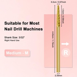 CGBE Nail Cutter Attachments, 3/32 Inch Cutter Bit Needle Shape, Tungsten Carbide Nail Cutter Bits for Nail Care
