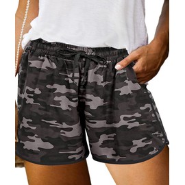 RITERA Plus Size Shorts for Women 3X Summer Beach Pants Casual Drawstring Baggy Cpmfy Short Oversized Camo Shorts Pant Loose Fit Lounge Outfits Camouflage Print Pants with Pocket 3XL 22W 24W