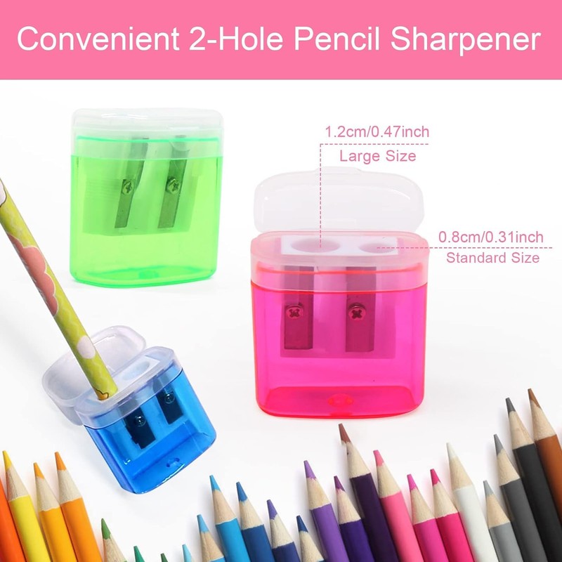 Coideal Coloured Pencil Sharpener Handheld, 24 Pcs Small Manual Canister