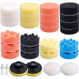 Kit Almohadillas Pulidora Esponja Pulir Encerar Borla 31 Pzs Pulir Auto Esmalte Coche