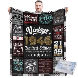 80th Birthday Gifts for Men, 1946 Blanket Gift for 80 Year Old Man