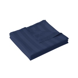 Cotton King Flat Sheet Only, 600 Thread Count 100% Egyptian Cotton Top Sheet 1Pcs, Cool & Breathable Flat Bed Sheets Wrinkle, Fade, Stain Resistant (Navy Blue Stripe King)