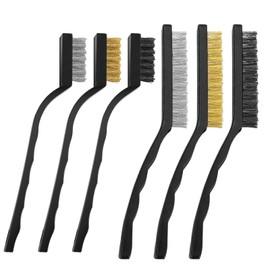 6 Pcs Black Copper Wire Cleaning Brush, Small Wire Brush, Wire Brush, Wire Brush for Rust Removal Wire Brush Set Brass and Nylon Bristles for Cleaning Masonry/Sink/Rust and Dust