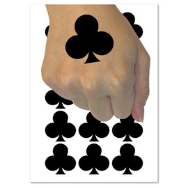 Card Suit Clubs Temporary Tattoo Water Resistant Fake Body Art Set Collection - 54 1" Tattoos (1 Sheet)