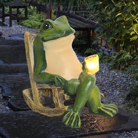 halp·ssfm Miniature Frog Garden Statue Solar Light Frog Outdoor Decor Frog Figurine for Outdoor Indoor Home Lawn Yard Balcony Porch Patio Housewarming Gift for Women Mom Grandma 3.74"x2.75"x3.93"