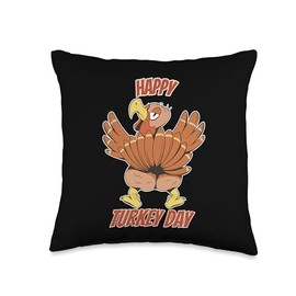 Cute Thanksgiving Eve Outfit Thanksgiving Products Happy Day Thanksgiving Turkey Throw Pillow, 16x16, Multicolor