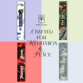 Soul Sticks Hand-Rolled Incense Sticks Variety 4 Pack | 100% Natural Masala Incense Organic Home Fragrance Agarbatti | 15 Grams Per Pack - 60 Grams Total (Sage Series)