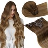LaaVoo Balayage, Brown, Clip-In, Real Hair Remy Extensions, Straight, Medium