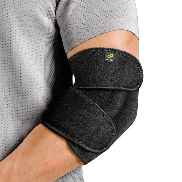 Bracoo Elbow Support Brace, Adjustable Compression with Dual Stabilizers Splint for Sprain, Joint Pain Relief, Tendonitis, Tennis-Golfer's Elbow Treatment, Reversible, EP30