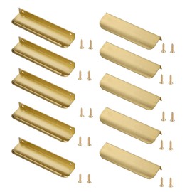 JNRFTY 10 Pack Cabinet Pulls Hidden Drawer Pulls Handle Aluminum Drawer Handles Cabinet Door Handles Pull for Home Kitchen Door Drawer Cabinet (Gold,120mm Total Length)