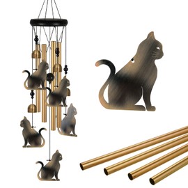 Cat Wind Chimes for Outside Cat Decor, Mobile Memorial Wind Chimes, Large Wind Bells, Cat Wind Catcher, Bronze Cat Wind Chimes for Home, Outdoor, Yard, Patio, Garden Decoration, Festival Gifts for Mom