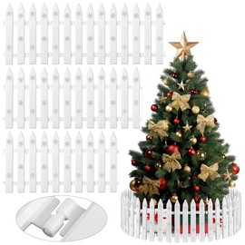 Aodaer 36 Pieces Christmas Tree Fences Plastic Picket Fence 12 Inch Christmas Fence Border Tree Barrier for Christmas Party Wedding Garden Home Fence Decoration, White